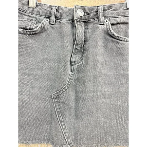 BDG Black Denim Mini Skirt XS Frayed Hem High-Waisted - Picture 2 of 8